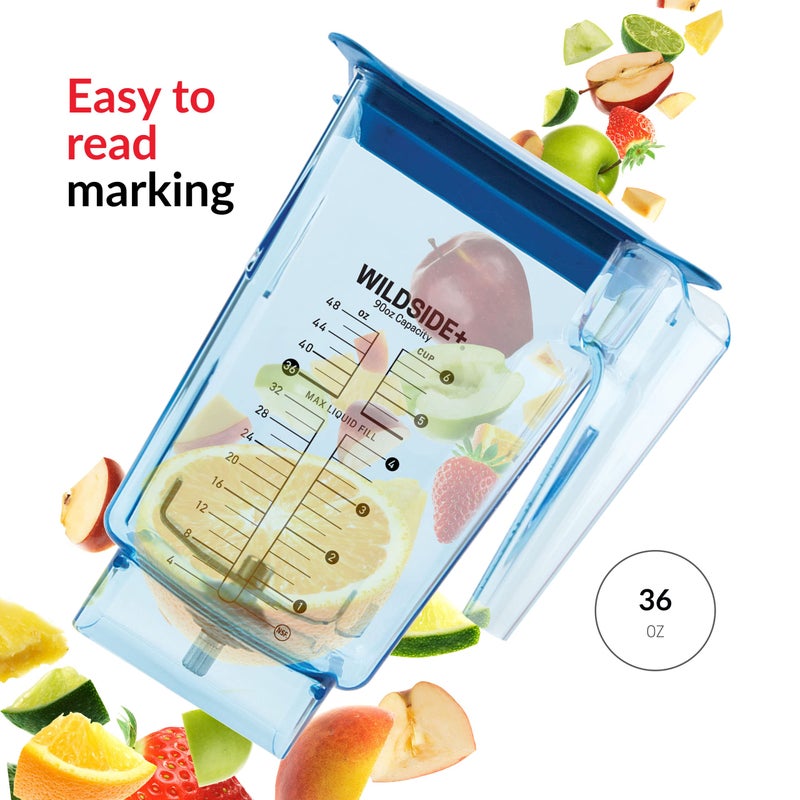 Blendtec 90 oz WildSide Jar, Commercial Grade - Five-Sided Replacement Blender Jar - Compatible with Blendtec Blenders - 36 oz Blending Capacity - Blue - Image 5